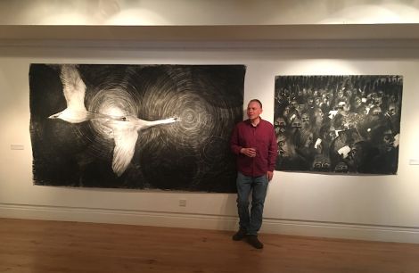 Paul Bloomer during the opening of his exhibition on Saturday.