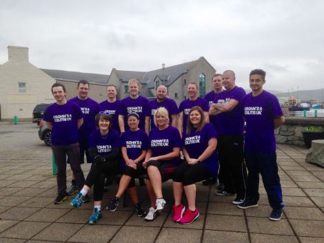 The Hjaltland staff and the Trondra women's squad walked from Lerwick to Scalloway.