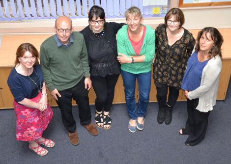 The 1981/2 S3 classmates, pictured in the school's English department which was the original Anderson Institute building, are looking forward to renewing acquaintances in the year of their 50th birthdays. Photo: Shetland News/Neil Riddell.