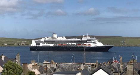 The cruise ship Rotterdam in Lerwick Harbour on Tuesday afternoon - one of an expected 76 vessels this summer. Photo: Shetland News/Neil Riddell.