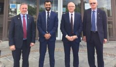 Orkney council leader James Stockan, SNP islands minister Humza Yousaf, Western Isles council leader Roddie Mackay and SIC leader Cecil Smith.