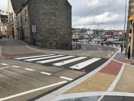 The new traffic measures start at Church Road and carry on to the Viking Bus Station. Photo: Shetland News.