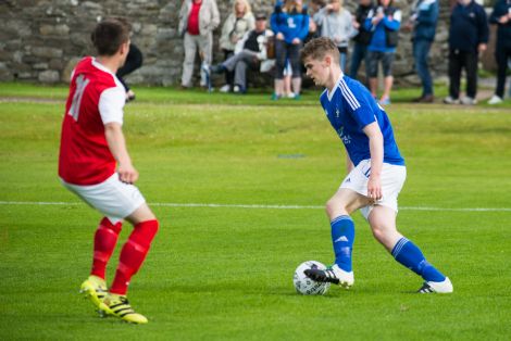 Sam Maver scored the first of Shetland's two goals on Saturday. Photo: Steven Johnson.