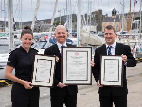 Pictured with their awards, from left to right, are police sergeant Victoria Duthie, LPA port controller Ryan Leith and local musician Maurice Henderson.