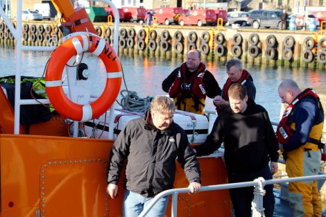 The Ocean Way crew arriving at Lerwick back in March. Photo: Shetland News/Chris Cope.