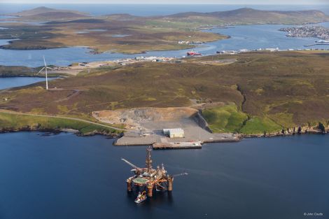 The extended Dales Voe pier has already received the first oil installation for decommissioning. Photo: John Coutts/LPA