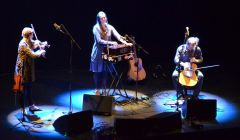 Salt House (from left: Lauren McColl, Jenny Sturgeon and Ewan McPherson) performing at Mareel on Thursday evening. Photo: Kelly Nicolson Riddell.