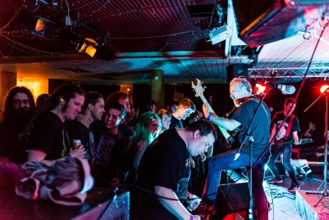 Headline act Vantage Point were a hit. Frontman Murray Graham gets involved with the crowd. Photo: Steven Johnson.