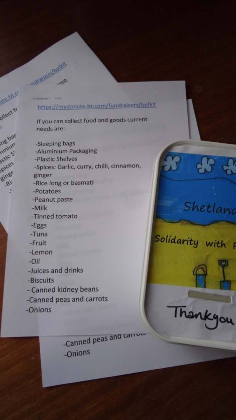 The items being sought by Shetland Solidarity with Refugees.