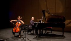 Cellist Abby Hayward and pianist Neil Georgeson playing together for the first time. Photo: Jenny Leask/Shetland Arts