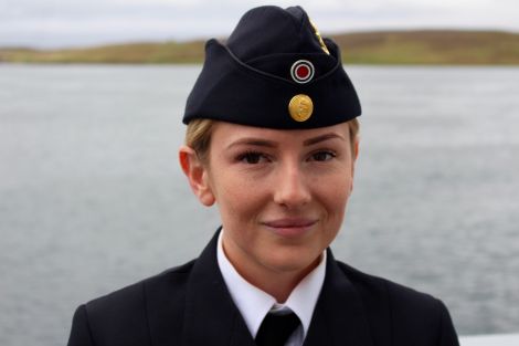 Crew member Henrietta Nilsson on board the Thor Heyerdahl. Photo: Chris Cope/Shetland News