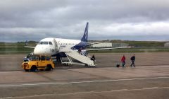 A Flybe/Eastern Embraer aircraft at Sumburgh Airport recently. Photo: Hans J Marter/Shetland News