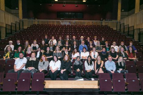 Further education students with college staff on Friday. Photo: Garry Sandison