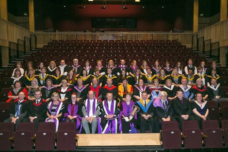 Higher education students with Shetland College and UHI staff. Photo: Garry Sandison