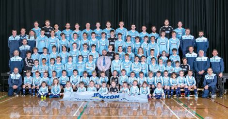 Members of the various Lerwick Thistle teams in the new kit. Photo: Scott Goudie