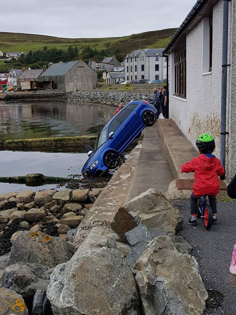 The car after rolling from the carpark towards the sea.