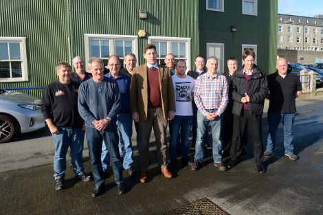 Lord Duncan with fishermen and fishermen's representatives in Lerwick on Friday.