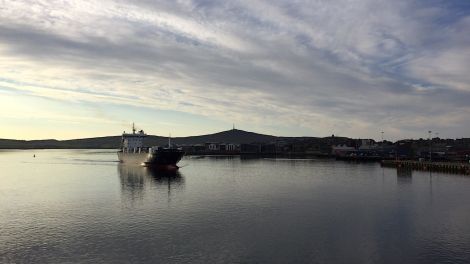 NorthLink freight boat Hildasay arriving in Lerwick. Photo: Hans J Marter/Shetland News