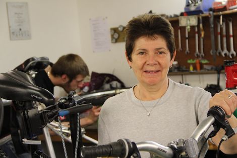 Shetland Community Bike Project manager Caroline Adamson: 'our main aim is to help folk with barriers to employment'. Photos Hans J Marter/Shetland News