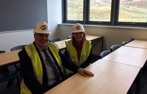 Education committee chairman George Smith and Anderson High head teacher Valerie Nicolson inspecting the new school last week. Photo: Helen Budge Twitter feed