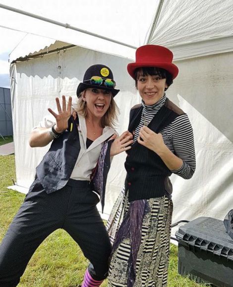 Local clowns Donna Simpson (left) and Layla Sawford are heading to Greece next month.