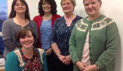 ShetlandPeerieMakkers coordinator Tracey Hawkins (sitting) with four tutors (back row left to right): From left to right, Angela Fraser, Unst; Janette Budge, Dunrossness; Wilma Malcolmson, Cunningsburgh and Christine Brown, Ollaberry.