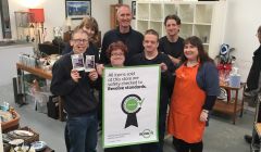 Shetland Home Co staff (left to right), Back row: Hannah Simpson, Stephen Arnold, Lee Donnelly. Front row: Robert Phillips, Louise Jamieson, Colin Slater, Karen Erasmuson.