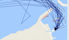 This screenshot from the Marinetraffic website shows how close the Linga got to running aground.