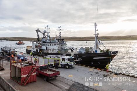 Crews from Lerwick fire station attending. Photo: Garry Sandison