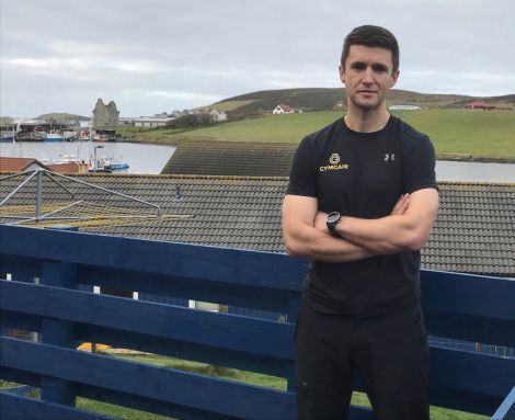 Personal trainer Russell Gair outside the East Voe premises of his GymGair business. Photo: Shetland News/Neil Riddell.