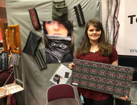 Terri Laura, from Cunningsburgh, is one of several young knitters exhibiting at the craft fair for the first time. Photo: Shetland News/Neil Riddell.