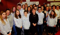 MSP Maree Todd with Shetland youngsters in Lerwick on Tuesday. Photo: SIC