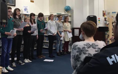 Shetland Youth Theatre gave two performances based on poems by Jack Peterson. Photo: Courtesy Shetland Library