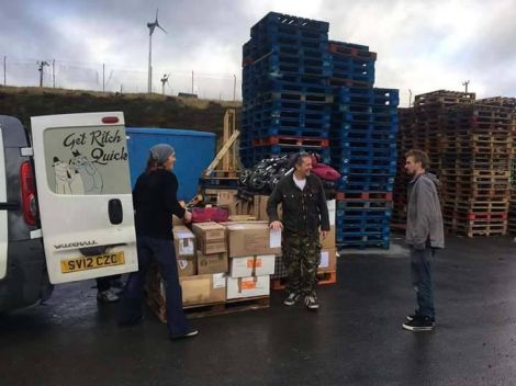 Pallets of donations gathered by Shetland Solidarity with Refugees was shipped south last weekend.