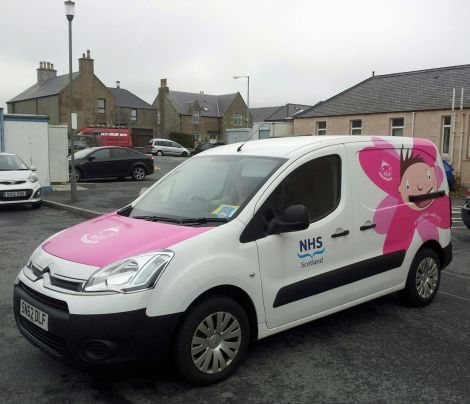 An NHS "child smile" van in Lerwick. Photo: NHS Shetland.