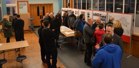 Tuesday afternoon's exhibition, ahead of a public meeting in the evening, was well attended by members of the public. Photo: Shetland News/Neil Riddell.