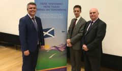 Flybe's interim chief commercial officer Ronny Matheson, Eastern Airways' commercial head Mat Herzberg and Flybe's head of operations David Paterson. Photo: Shetland News/Neil Riddell.