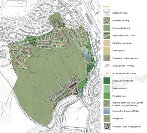 A map of how the new developments will fit with existing housing and other buildings, including the new Anderson High School and halls of residence.