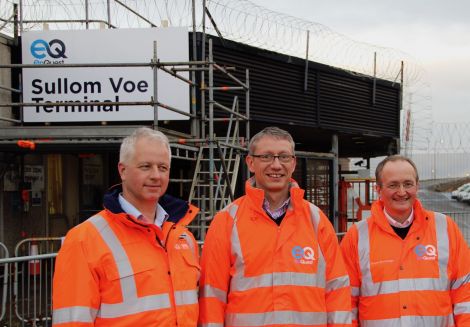 Enquest taking charge at Sullom Voe Terminal (left to right): SVT area operations manager Ian Lister, the company's chief operating officer Neil McCulloch and Aberdeen based SVT general manager Derek Liversidge. Photos: Hans J Marter/Shetland News