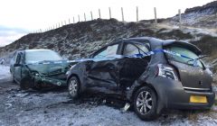 Both cars were severely damaged in the crash. Photo: Shetland News