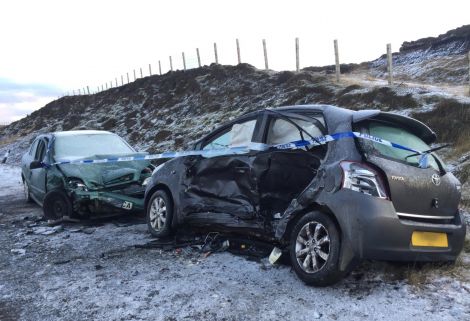 Both cars were severely damaged in the crash. Photo: Shetland News