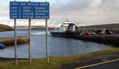 The Bluemull Sound ferry terminal.