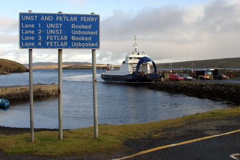 The Bluemull Sound ferry terminal.