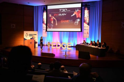 Dianne giving her presentation at the Scottish Edge awards recently. 