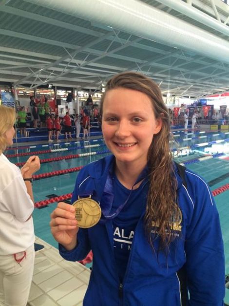 Swimmer Andrea Strachan, pictured at the 2015 Island Games, met with the sports minister to press Shetland athletes' case for travel assistance.