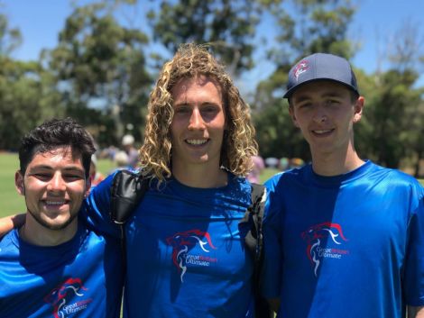 Ryan Moar (right) with teammates Gabe Schechter (left) and Lochlan Fisher (centre), who he played frisbee with at the University of St Andrews. Photo: Louise Moar