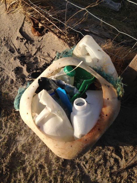 The spoils of the first #2minutebeachclean Rachel did almost four years ago.