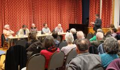 Lerwick North councillor Steven Leask making a point at Saturday night's Althing debate. Photo: Hans J Marter/Shetland News