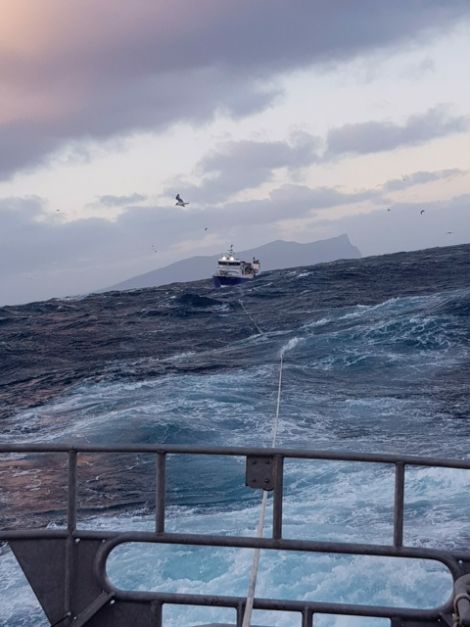 The Migdale being towed towards Aith. Photo: RNLI Aith