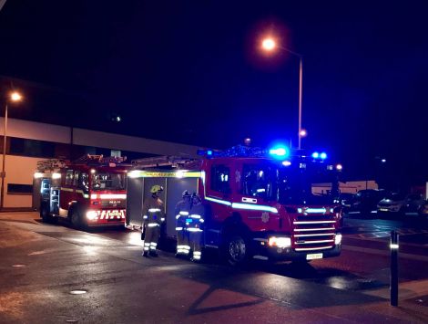 Fire fighters at Mareel on Thursday night. Photo: Fiona Cope